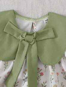 SHEIN Váy dễ thương ngọt ngào họa tiết hoa nhí tay cánh hoa cho bé gái - Nhiều màu - Xem 3