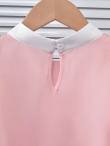 Genkimix Kids 女童蝴蝶結花瓣泡泡袖圓領上衣與休閒長褲套裝，淺粉色夏季生日穿搭，可愛兩件式童裝套裝 - 彩色 - 查看 6