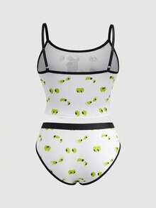SCOOBY-DOO X SHEIN Women's Cartoon Print Camisole Bra Set - White - View 2
