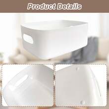 Plastic Storage Box And Basket, White Storage Container, Suitable For Kitchen, Bathroom, Office, Storage Rack Under Sink - White - View 2