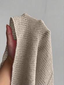 Elamini Áo len nữ Y2K mùa xuân/hè kiểu dáng thường ngày dễ thương họa tiết sao biển, chất liệu móc len, cổ yếm. - Màu be - Xem 7
