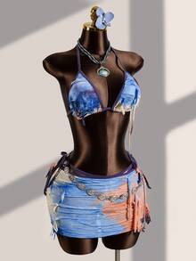 BamGleam Bộ đồ bơi nữ phong cách Y2K phản địa ngục gợi cảm in họa tiết tie-dye, thích hợp cho kỳ nghỉ biển, năm 2026SS. - Nhiều màu - Xem 7