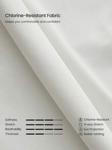 GLOWMODE 耐氯防晒泳衣，可拆卸胸垫，露背设计，撞色滚边，高衩连体泳衣，适合游泳、沙滩、泳池、度假、夏季穿着 - 白色 - 查看 7