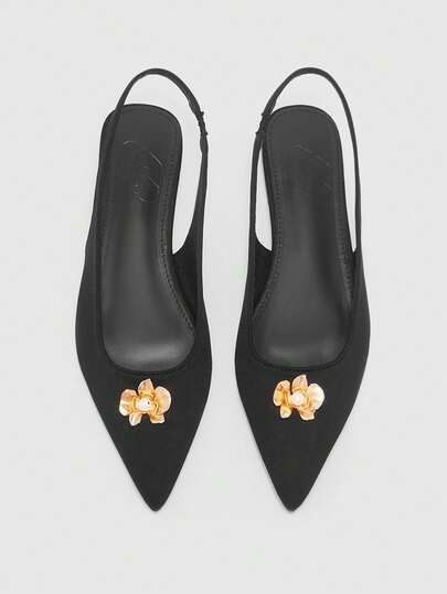 CUCCOO BIZCHIC 欧美时尚金属扣尖头凉鞋 女款 2026春夏新款 简约细跟后跟带平底鞋