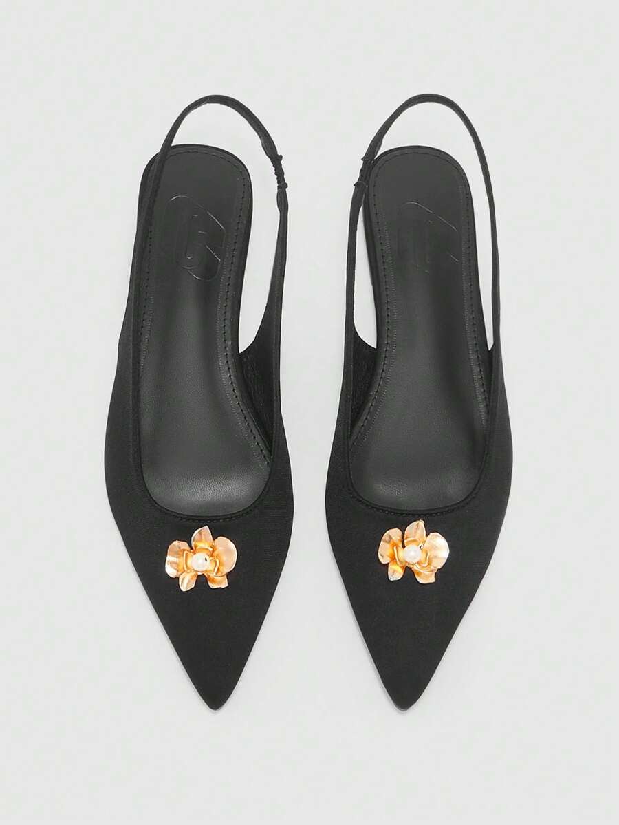 CUCCOO BIZCHIC Giày sandal mũi nhọn khóa kim loại kiểu dáng châu Âu và Mỹ dành cho nữ, mẫu mới mùa xuân hè 2026, kiểu dáng đơn giản, gót mỏng, quai sau. - màu đen - Xem 1