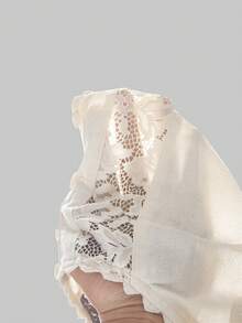 ROMWE Áo không tay nữ phong cách vintage lễ hội âm nhạc hippie boho chất liệu cotton ren phối màu tương phản - Màu be - Xem 6