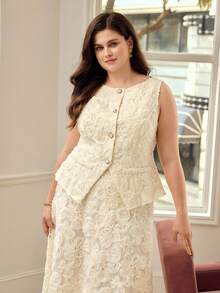MOTF PREMIUM PLUS SIZE FASHIONABLE LACE TANK TOP, FRENCH STYLE NICHE DESIGN WOMEN TOP - Apricot - View 6