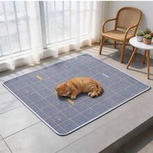 1pc Cute Cartoon Pattern Pet Waterproof Urine Pad, Breathable Lightweight Washable Mat For Small Pets, Suitable For AllSeasons,Random Pattern Cutting, Not Machine Washable, Bottom Not Waterproof - Large gray grid - View 10
