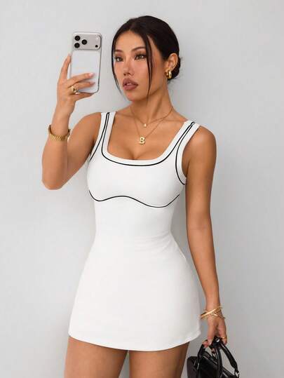 Dewbera Bộ 1 bộ đồ thể thao màu trắng không đường may, không tay, chất liệu mềm mại và thoải mái, phù hợp cho tập luyện, chạy bộ, mặc thường ngày và tập yoga.