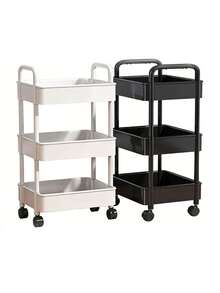 Organizador de maquillaje con ruedas de 3 niveles, carrito de plástico independiente multifuncional con bandeja giratoria, fácil de ensamblar, almacenamiento versátil para oficina, cocina y despensa - Multicolor - Ver 9