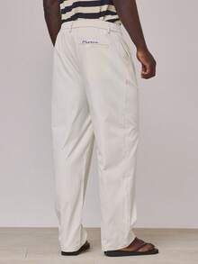 Musero Loose Fit Tailored Pleat Elasticated Drawstring Belt Loop Detailing Trouser Pants Spring Summer Essentials Holiday - Apricot - View 4