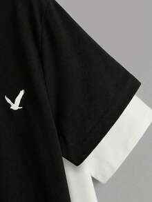 青少年男孩老鹰印花圆领短袖休闲T恤 - 白色 - 查看 5