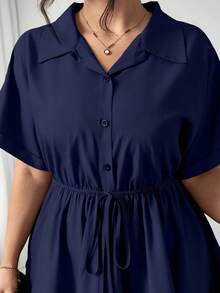 adsElenzga Vestido informal de estilo camisa de talla grande con detalles ricosasd EXQO - Azul marino - Ver 7