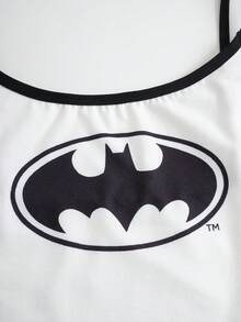 BATMAN X SHEIN Plus Size Women's Lingerie Set, Camisole And Panty - White - View 3