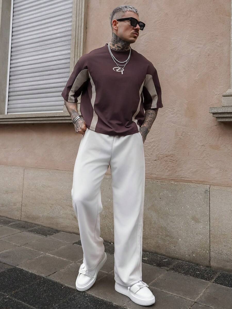 Artur Kramer 男士休闲宽松直筒裤，秋季 - 杏色 - 查看 1