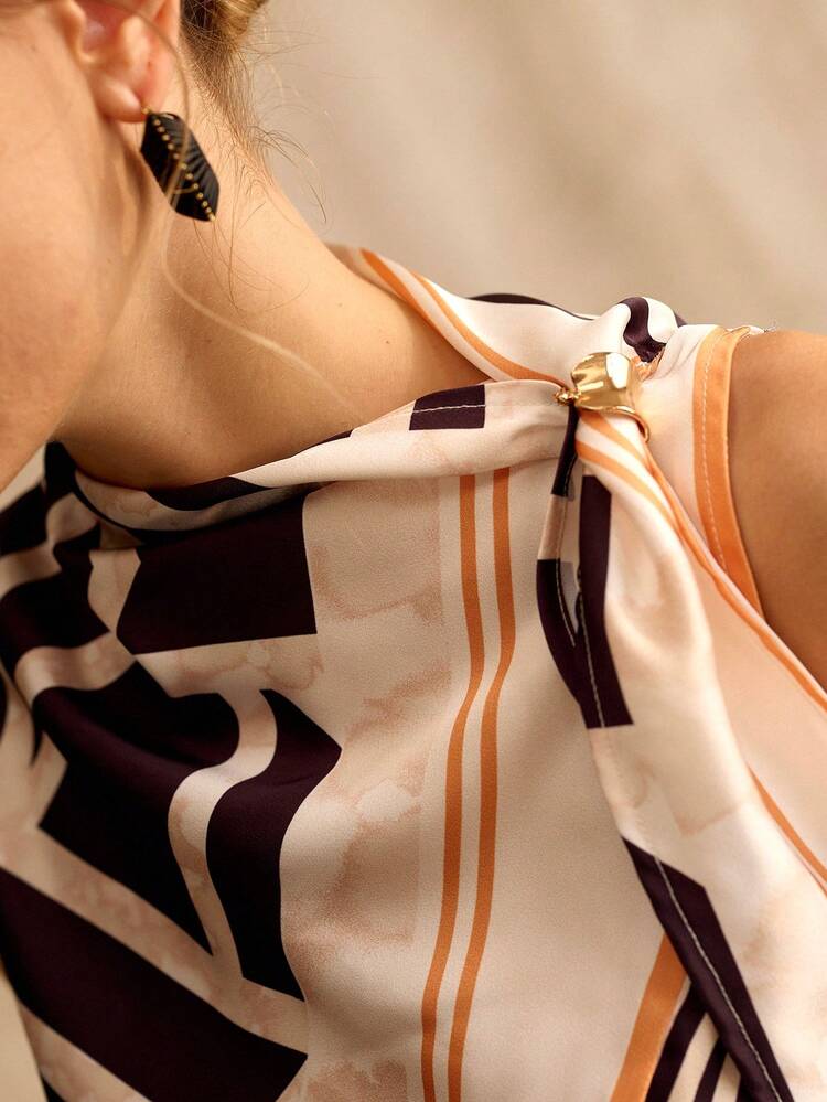 WOMEN'S SPRING/SUMMER SCARF PRINT KNOT DETAIL TANK TOP
