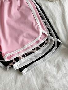 3件套女童（加大码）休闲街头风撞色短裤套装，豹纹印花柔软短裤夏季套装 - 彩色 - 查看 9