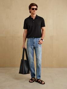 MENRIVO Quần Jeans Ống côn đơn giản giặt thường ngày cho nam - Rửa nhẹ - Xem 2