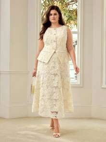 MOTF PREMIUM PLUS SIZE FASHIONABLE LACE TANK TOP, FRENCH STYLE NICHE DESIGN WOMEN TOP - Apricot - View 1