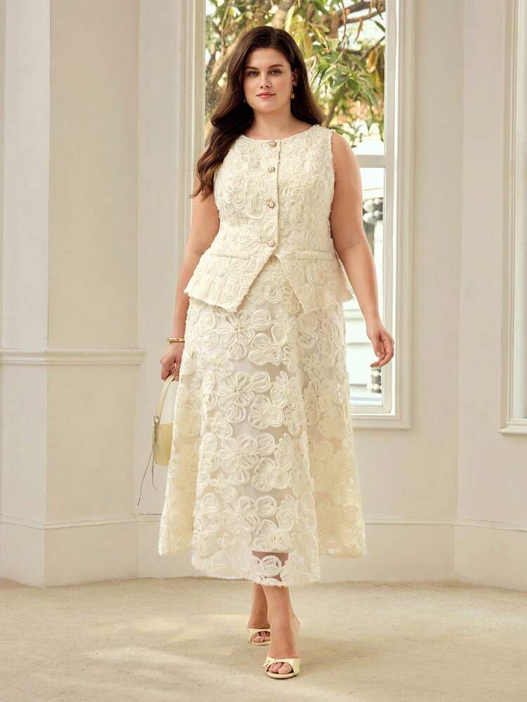 PLUS SIZE FASHIONABLE LACE TANK TOP, FRENCH STYLE NICHE DESIGN WOMEN TOP