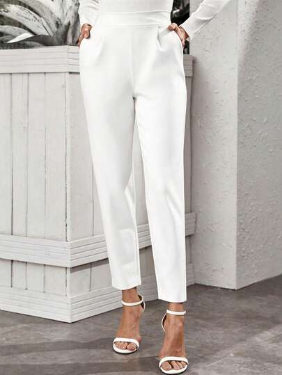 EMERY ROSE Pantalon décontracté tout-aller de couleur unie polyvalent