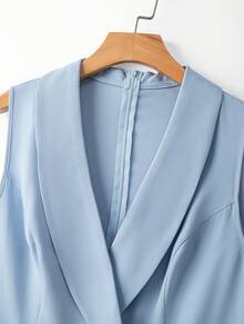 GlowEve CURVE Macacão Elegante de Linha A para Mulheres Plus Size, Amarração na Cintura, Macacão Fluido e Gracioso, Macacão Romântico para Férias de Verão - Azul - Visão 4