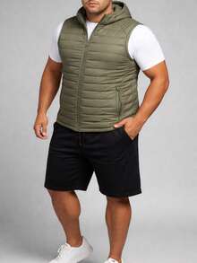 Nes Sport Men's Padded Sport Vest With Extra Sizes Cap - Taupe - View 3