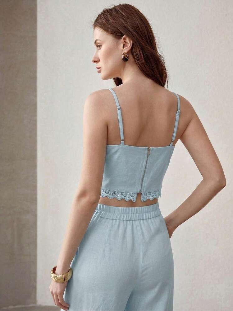 WOMEN'S RHOMBUS EMBROIDERED CAMISOLE