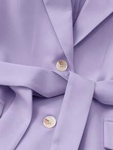 Qadelle Women's Solid Color Notched Collar Single-Breasted Casual Versatile Daily Wear Vest Jacket - Purple - View 3
