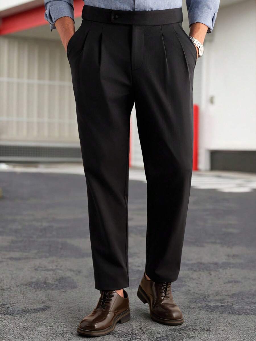 Manfinity Bizformal Quần tây công sở nam nhẹ, xếp ly, túi chéo, ống côn - Màu xanh lam - Xem 1
