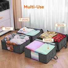 Sacos de Armazenamento Doméstico, Organizadores Dobráveis para Itens Domésticos, Ideal para Organização Doméstica, Roupas, Cobertores, Suéteres, Roupa de Cama, Quartos, Travesseiros e Organização de Armários - Preto 2 - Visão 4
