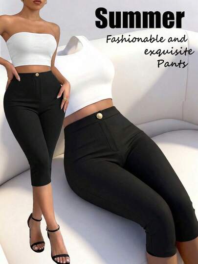 Elenzga 女士纯色休闲百搭日常打底裤