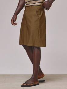 Musero Quần short dáng dài, có khóa cài nút phía sau, kiểu dáng thông minh, thích hợp cho mùa xuân hè và các dịp lễ hội. - màu nâu - Xem 4