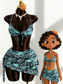 2026 New Leopard Print 3 PiecesSwimsuit, Sexy Bikini Set For Women, Beach Dress - Baby Blue - View 1