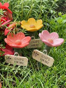 Cirelle 1pc Garden Resin Bee Drinking Station, Outdoor Decorative Colorful Butterfly Bathtub With Pink, Yellow, And Red Flower Shaped Insect Spray Pots, Flower Shaped Wild Insect Water Dispenser, Perfect Gift Choice For Festival Occasions - multicolor - View 1