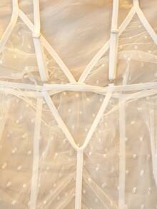 DelicateAllure 1 bộ áo liền quần màu trắng gợi cảm dành cho nữ - trắng - Xem 5