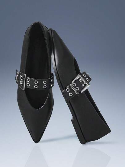 CUCCOO GRLICON Ladies, Buckle Spikes, Trim, Flats