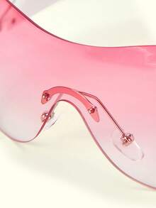 Popjeli 1pc Plastic Frameless Heart Shaped Fashion Decorative Fashion Glasses For Summer Beach Vacation,Outdoor,Travel - Baby Pink - View 4
