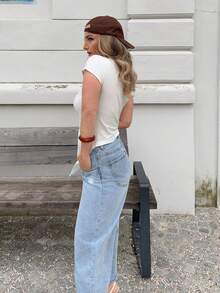 Jeta Ari 女士优雅简约白色T恤，百搭日常通勤，时尚 - 白色 - 查看 4