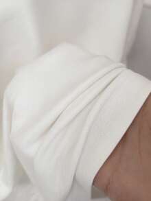 Franclia Damen Große Größen Einfarbiges Rundhals Casual Vielseitig Alltags Kurzarm T-Shirt - Weiss - Übersicht 5