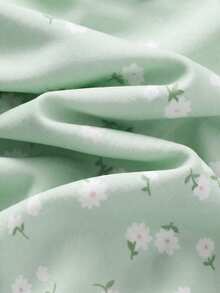 Cozy Pixies 女婴碎花长袖拉链连体泳衣，夏季海滩度假 - 綠色 - 查看 3
