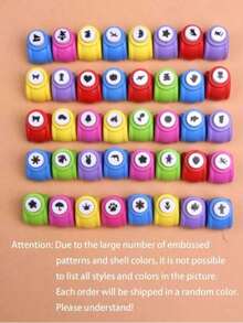 4pcs/10pcs Mini Embossing Punch Set, Mixed Color, Creative Portable Paper Cutting & Embossing Tools For DIY Scrapbooking, Greeting Cards, And Journal Decoration Back To School,Back To School,School Supplies - multicolor - View 3