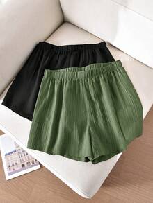 CosyJoli Shorts casuales de talla grande con textura en negro y rojo rosa, multipack - Multicolor - Ver 6