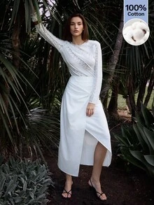 MAIJA Summer Tie Dye Ruffle Hem Flowy Tiered Maxi Skirt - White - View 8
