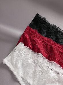 EmpressEnvy 3件套加大码女士蕾丝缎面内裤，多色 - 彩色 - 查看 6