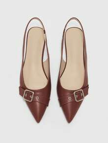 CUCCOO BIZCHIC Giày bệt gót dày kiểu Pháp cổ điển châu Âu dành cho nữ, mẫu mới năm 2026, mũi nhọn, có khóa thắt lưng, thiết kế độc đáo, thể hiện cá tính. - màu nâu - Xem 1