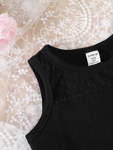 SHEIN Bộ 2 món gồm quần váy lưới và áo không tay cho bé gái, trang phục mùa hè dễ thương thường ngày. - màu đen - Xem 3