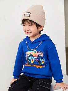 男童休闲图案卫衣，适合秋冬季 - 藍色 - 查看 2