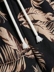 SHEIN 青少年男童椰树海岛印花短袖上衣短裤套装，休闲校园风，舒适时尚，适合日常穿着、上学、旅行和海岛度假。 - 黑色 - 查看 9