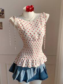 Comfortcana 2026新款夏季服装/夏季上衣/春季女装/冬季服装/节日服装/复活节女式衬衫/派对上衣/沙滩装/婚礼派对礼服/母亲毕业礼服/优雅女式衬衫/休闲女式衬衫/度假装/女士运动服/正装衬衫/奢华/Y2K上衣/职业装/乡村音乐会服装/亮片上衣/荷叶边上衣/波点/碎花/印花T恤/红色波点竹节条纹上衣 - 粉色 - 查看 6